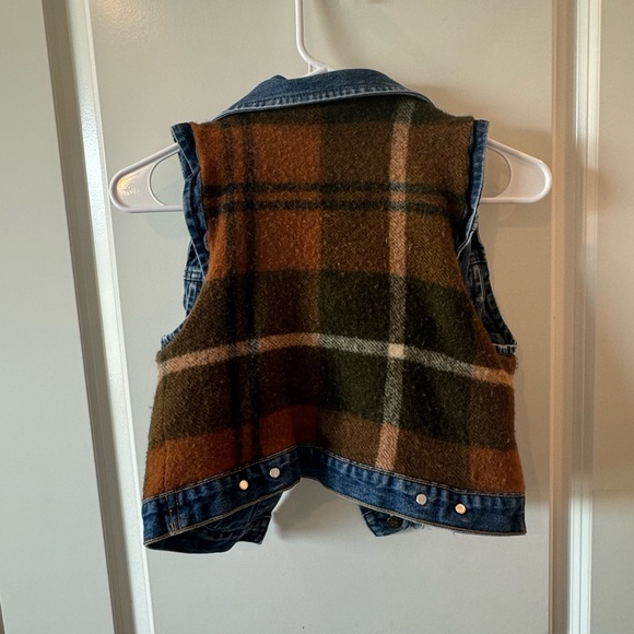 Giorgio Armani Jeans Reversible Denim Jean and Plaid Wool Jacket Vest - Picture 5 of 6